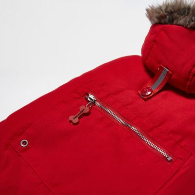 RI Dog red faux fur hooded ski jacket